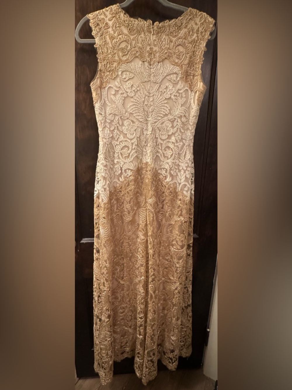 Tadashi Shoji Strapless Gold Lace Cocktail Dress - Picture 3 of 3